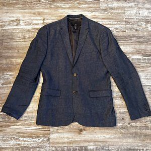 H&M Slim Fit Linen Blazer - Blue - US 40R / EU 50